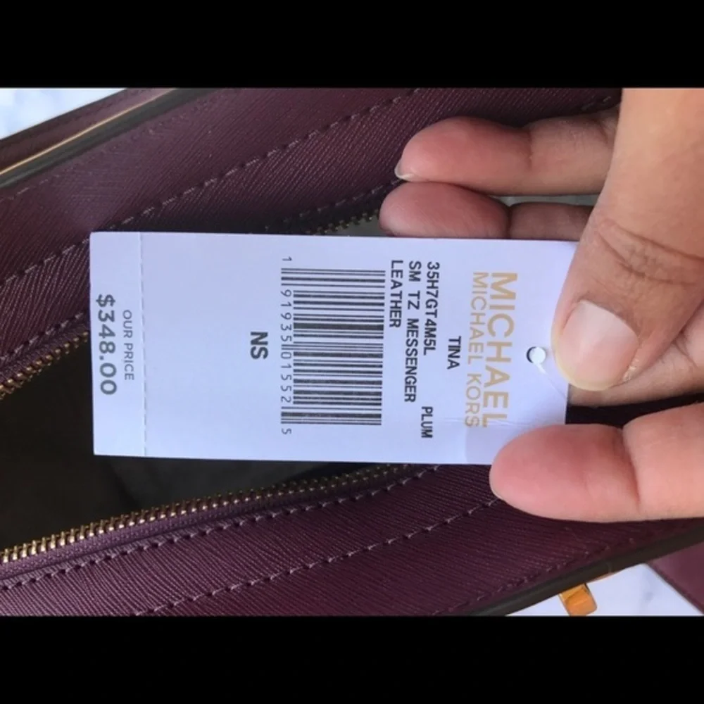 Michael Kors Tina SM Leather satchel Handbag plum